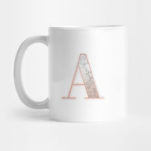 Monogram rose gold glitter marble A Mug